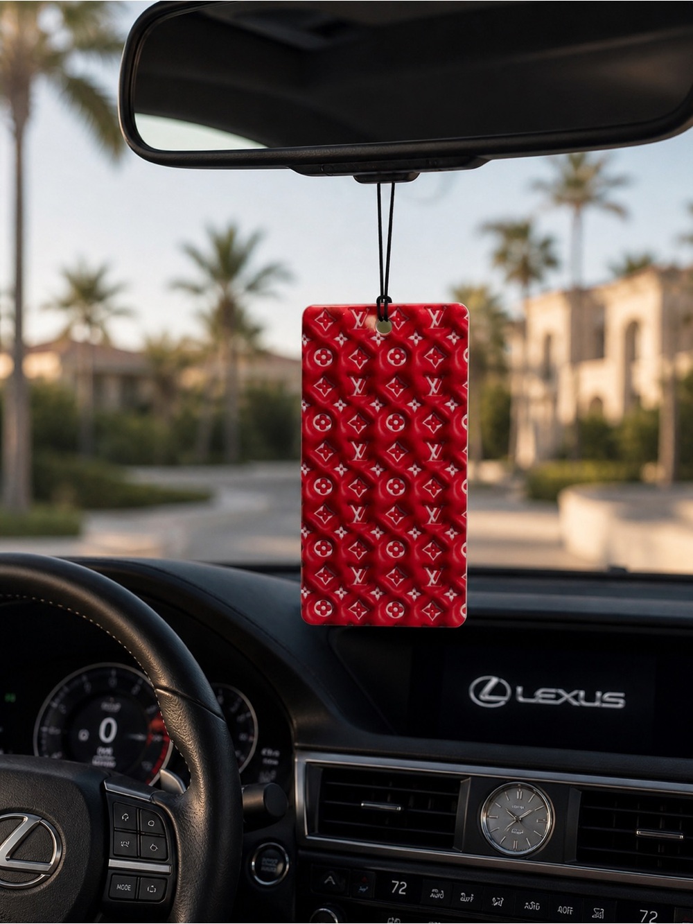 Luxury fashion  Red Designer Monogram Hanging Air Freshener/ Raspberry smell